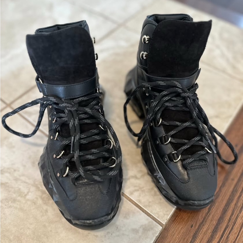 Black Lace-Up Hiking Boots